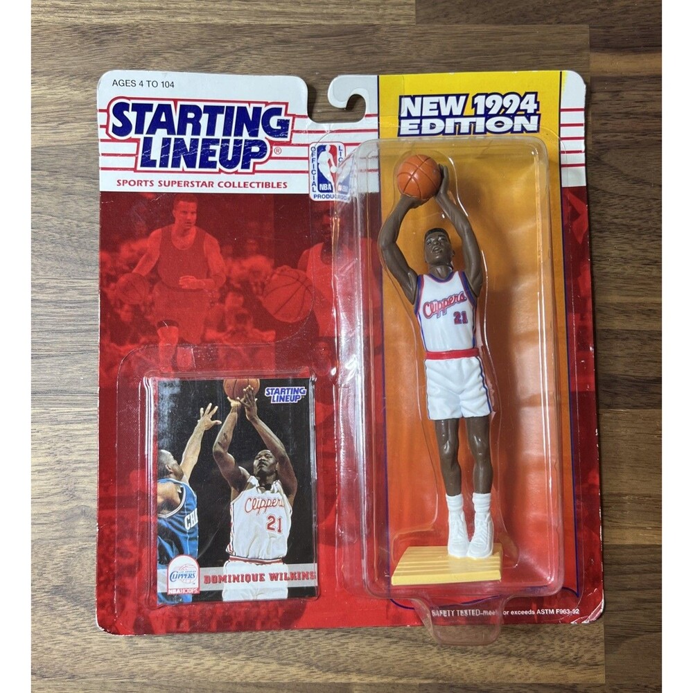 1994 Dominique Wilkins #21 Starting Lineup Los Angeles Clipper NBA Fig & Card